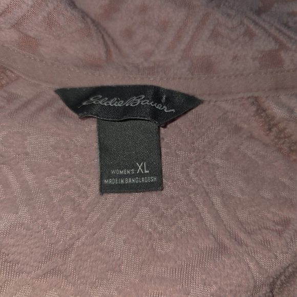 Eddie Bauer Textured Pink Quarter Zip Pullover Long sleeves XL 100% Polyester - Picture 4 of 8